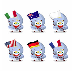 Blue love ring box cartoon character bring the flags of various countries