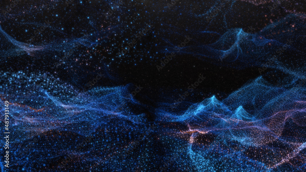 Poster Abstract particle waves with depth of field effect