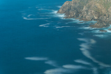 Sea view landscape with a day long exposure in Finisterra Spain