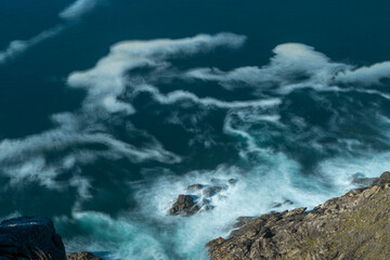 Sea view landscape with a day long exposure in Finisterra Spain