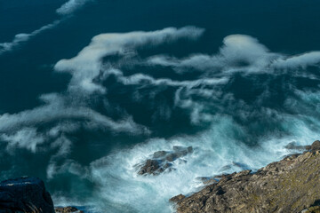 Sea view landscape with a day long exposure in Finisterra Spain