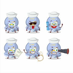 A character image design of blue love ring box as a ship captain with binocular