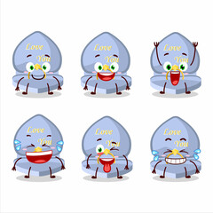 Cartoon character of blue love ring box with smile expression