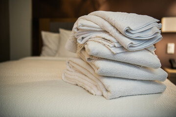 Pile of Fresh Hotel Room Towels
