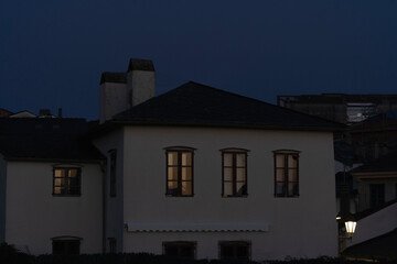 Architectural house landscape at sunset in Lugo Spain