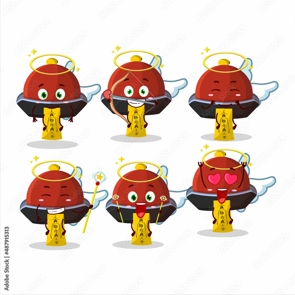 Poster Red vampire hat cartoon designs as a cute angel character