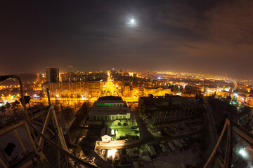life of the night city from a height, residential areas at night, background for the calendar