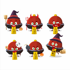Halloween expression emoticons with cartoon character of red vampire hat