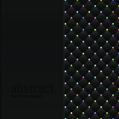 Black geometric background with colorful beads. Vector illustration.