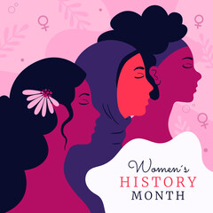Women's history Month concept. Flat Style. Feminist. March.