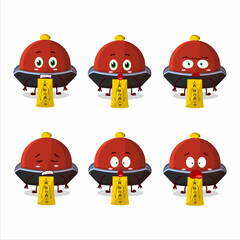 Character cartoon of red vampire hat with scared expression