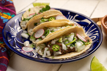 Slow cooked beef barbacoa tacos. Mexican food