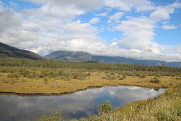 Fototapeta na wymiar landscape with lake, Jasper National Park, Alberta