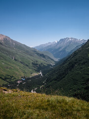 Fototapeta na wymiar Mountains valley in summer day. Elbrus region