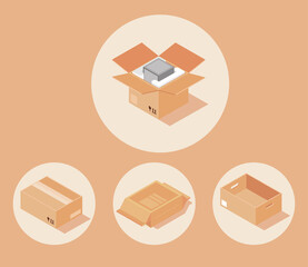 cardboard boxes icons