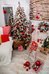 Christmas and New Year interior of a photo studio. Idea for holiday like Christmas and New year, for covers books, magazines, articles.
