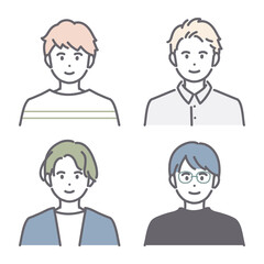 若い男性のアイコンイラスト素材