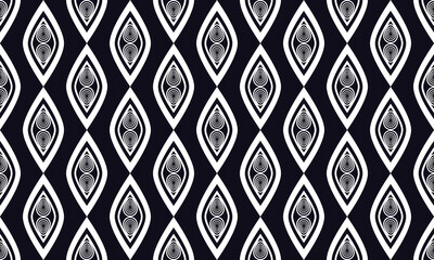 Retro seamless pattern black and white. Traditional design for background, wallpaper, paper, packaging, fabric, clothing, gift wrapping, carpet, tile, decoration, vector illustration,embroidery style.