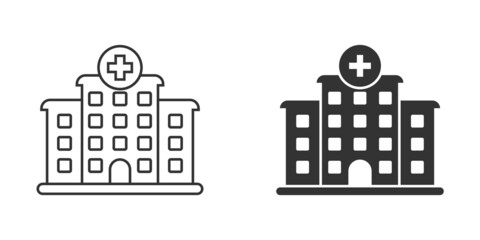 Hospital building icon in flat style. Medical clinic vector illustration on isolated background. Medicine sign business concept.