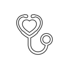 Stethoscope icon in flat style. Heart diagnostic vector illustration on isolated background. Medicine sign business concept.
