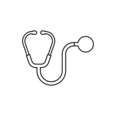 Stethoscope icon in flat style. Heart diagnostic vector illustration on isolated background. Medicine sign business concept.