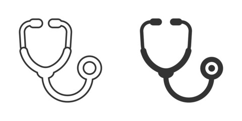 Stethoscope icon in flat style. Heart diagnostic vector illustration on isolated background. Medicine sign business concept.
