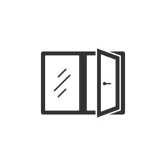 Window icon in flat style. Casement vector illustration on isolated background. House interior sign business concept.