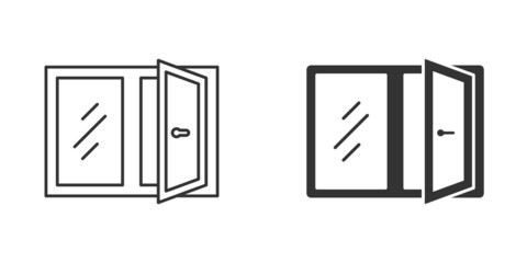 Window icon in flat style. Casement vector illustration on isolated background. House interior sign business concept.