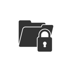 Files folder permission icon in flat style. Document access vector illustration on isolated background. Secret archive sign business concept.