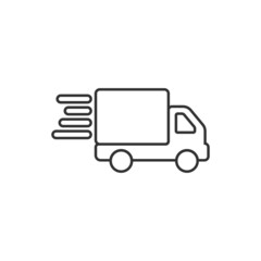 Shipping fast icon in flat style. Delivery truck vector illustration on isolated background. Express logistic sign business concept.