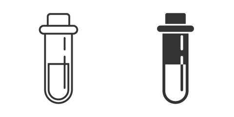 Blood in test tube icon in flat style. Laboratory flask vector illustration on isolated background. Liquid in beaker sign business concept.