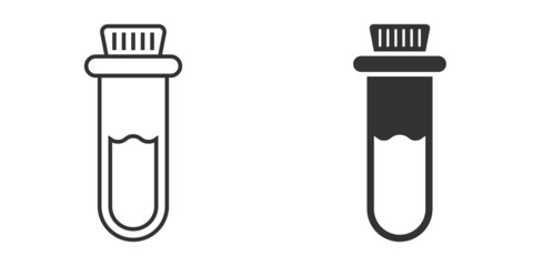 Blood in test tube icon in flat style. Laboratory flask vector illustration on isolated background. Liquid in beaker sign business concept.