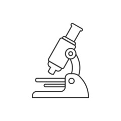 Microscope icon in flat style. Laboratory magnifier vector illustration on isolated background. Biology instrument sign business concept.