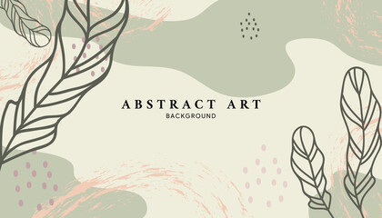 Abstract art background with handdraw leaf.