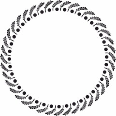 Round frame. Circle Ornamental decorative frame with floral element