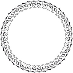 Round frame. Circle Ornamental decorative frame with floral element