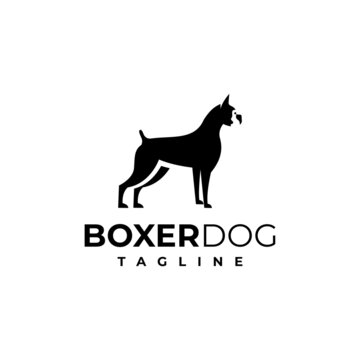 illustration vector graphic template of boxer dog silhouette logo
