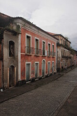 Fototapeta na wymiar Facade of a Portuguese colonial style building, in the historic center of São Luís MA