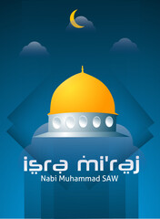 Isra mi'raj Greeting with Mosque and Paper style