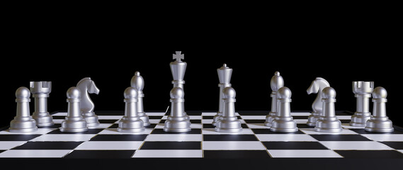 3d rendering. chess board game for Leadership Concepts.