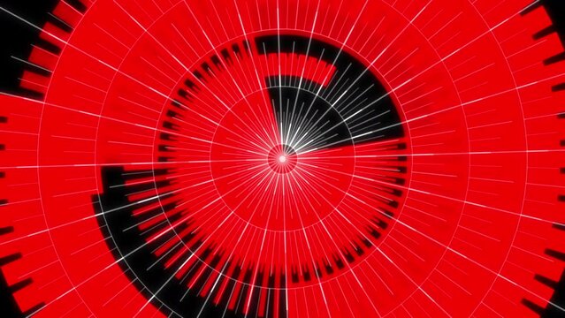HUD Arc Audio Equalizer Radial Grids Red VJ Loop Animation 12