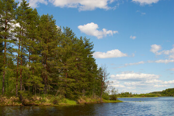 Summer fishing on the Rybinsk reservoir, nature.
