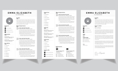 Professional Infographic Resume Template, Minimalist Cv Layout White Cover Letter Layout