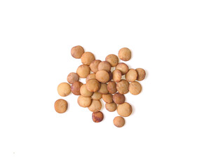 Lentils on white background