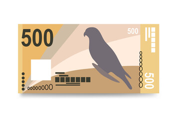 Seychelles Rupee Vector Illustration. Seychelles money set bundle banknotes. Paper money 500 SCR. Flat style. Vector illustration.