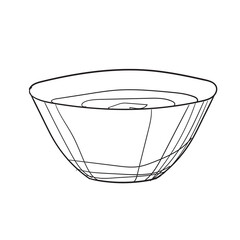 Hand-drawn vector illustration ofbowl. With black circuit without fill on white background