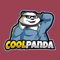 cool panda mascot logo illustration