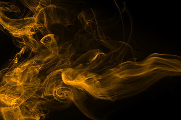 Yellow smoke abstract on black background, dense smoke, fire design