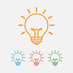 Colorful outline bulb lamp icon isolated flat design vector illustration.