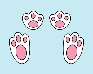 Bunny footprint vector illustration. Colorful rabbit foot step